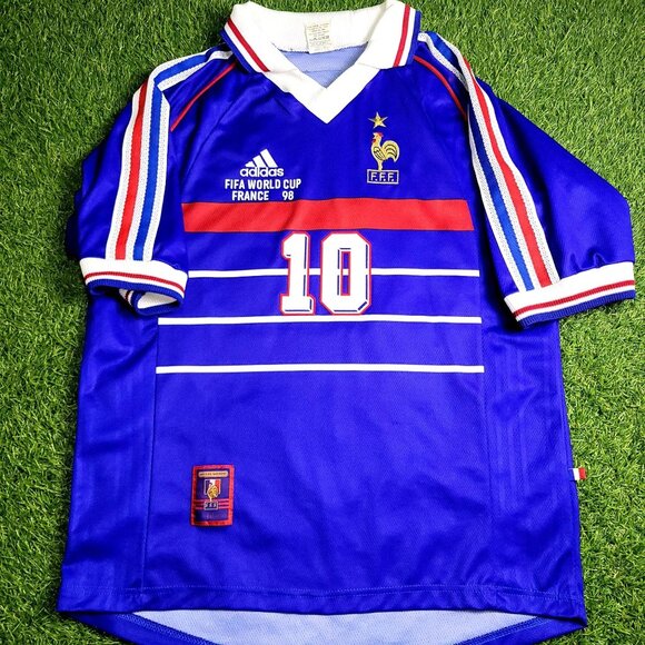 Zidane France 1998 WORLD CUP FINAL Soccer Jersey Shirt M - Picture 1 of 7